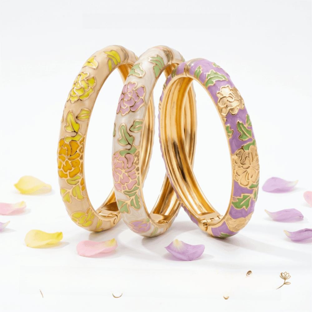 Flower Design Enameled Bracelets Hollow Enamel Bracelet Oil Drop Bracelet Women's Jewelry