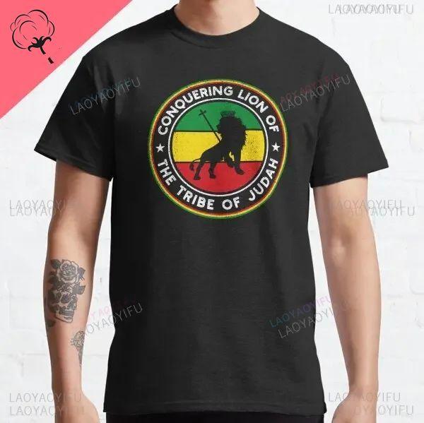T-shirt Leone Rasta Giuda Cuffie Rastafariano Giamaicano Zion Uomo Cotone di Alta Qualità Canottiera Casual Traspirante Abbigliamento Street