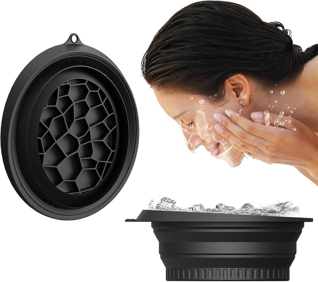 TGOPIT Silicone Face Ice Bowl, Foldable Bath Face Bowl with Built-In Ice Tray, Portable Cooling Facial Washing Basin for Soothe Skin, Wash Basin fo