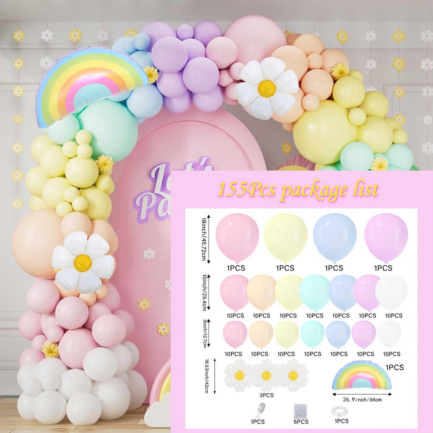 

155pcs Pastel Rainbow Balloon Arch Wreath Set for Birthday Party Gatherings Anniversary Celebrations As Background Decorations others