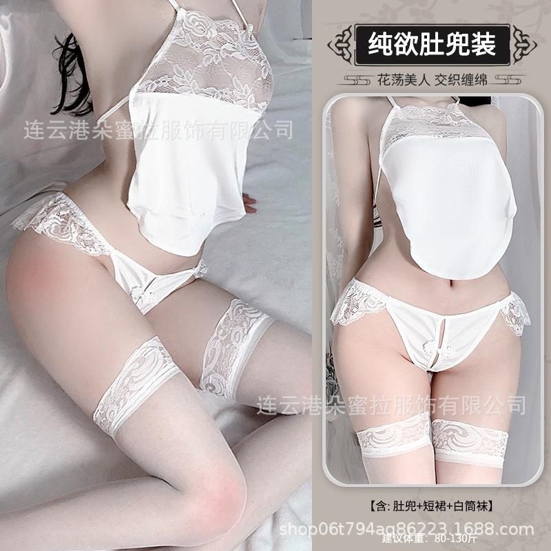New Sex Underwear Women's Sexy Retro Belly Pocket Set Three-color Lace Temptation One-piece Hair Three-color Belly Pocket