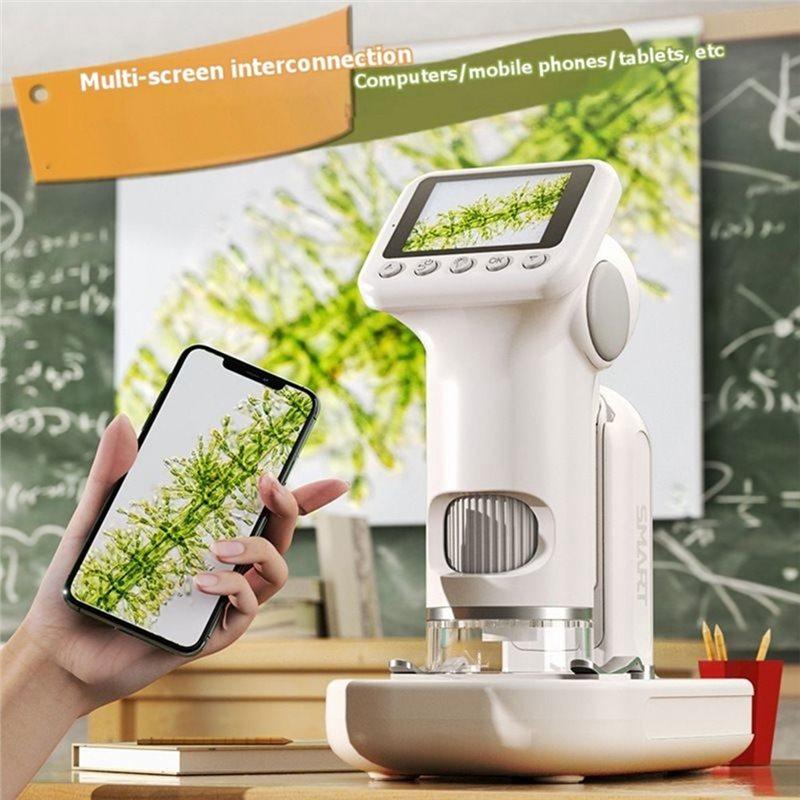 ABKP-Mini Portable 1600X Handheld Microscope 2-Inch Screen Children' S Magnifier Lens Electron Microscope Supports Photo Storage