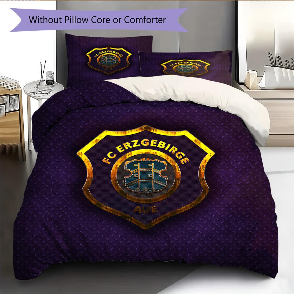 FC Erzgebirge Aue Pattern Bedding Quilt Set Home Decoration Gift (1 * Duvet Cover + 2 * Pillowcase Without Core)
