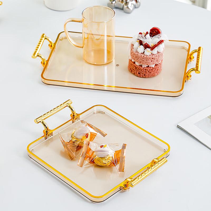 Transparent 6-Compartment Plastic Serving Tray with Cup Holders