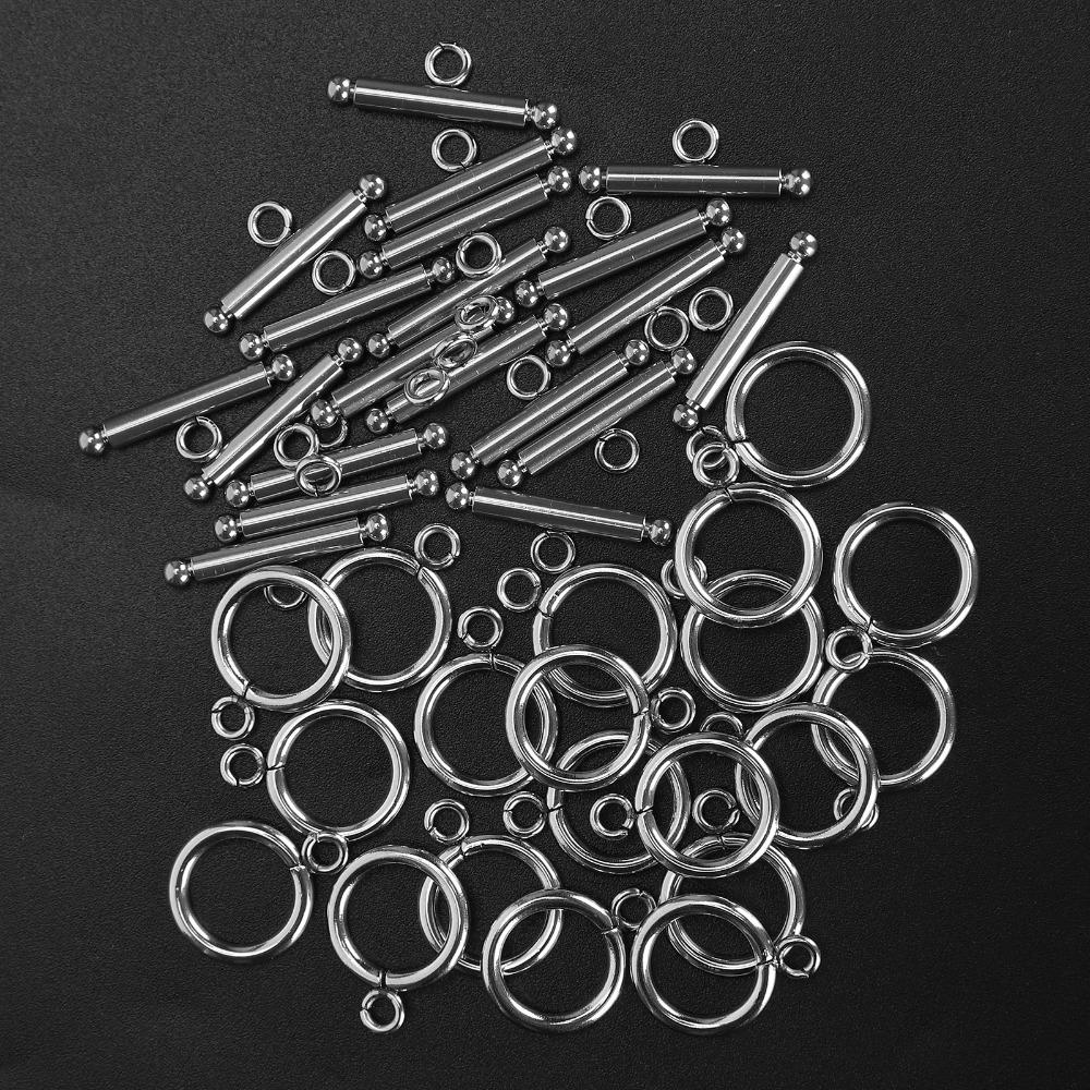 20 Set Stainless Steel Bracelet Toggle Clasps Silver OT Clasp Jewelry Making Supplies