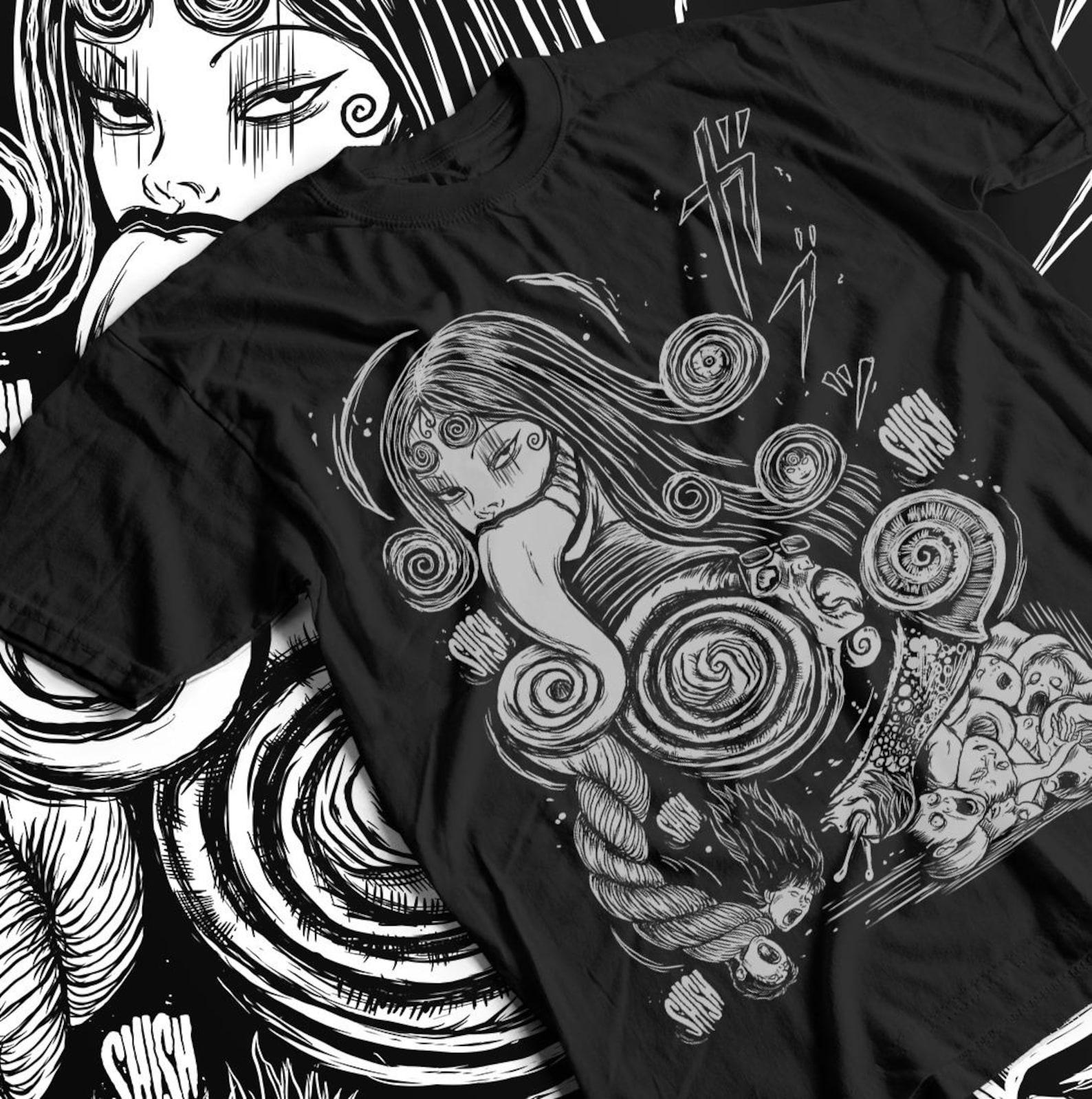 Unisex Horror Manga Creepy Girl T shirt, Dark Anime Gothic T shirt, Manga Gothic T shirt Inactive Japanese Anime Manga Shirt, Graphic L