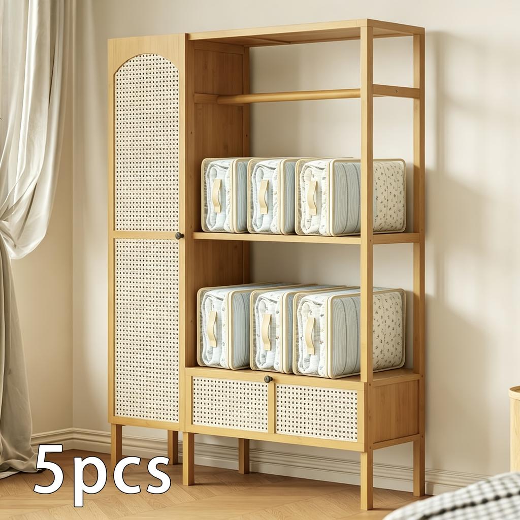 5er Set Transparente Mesh-Kleider-Organizer-Taschen mit großem Fassungsvermögen, Staubdichtes Design, Umzugstaschen, Ideal zur Aufbewahrung von Bettwäsche, Steppdecken