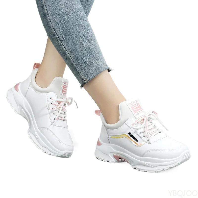 Women's Sequined White Shoes New Breathable Sneakers Thick Soled Fashion Running Shoes Non Slip Casual Female Shoe Mujer Zapatos