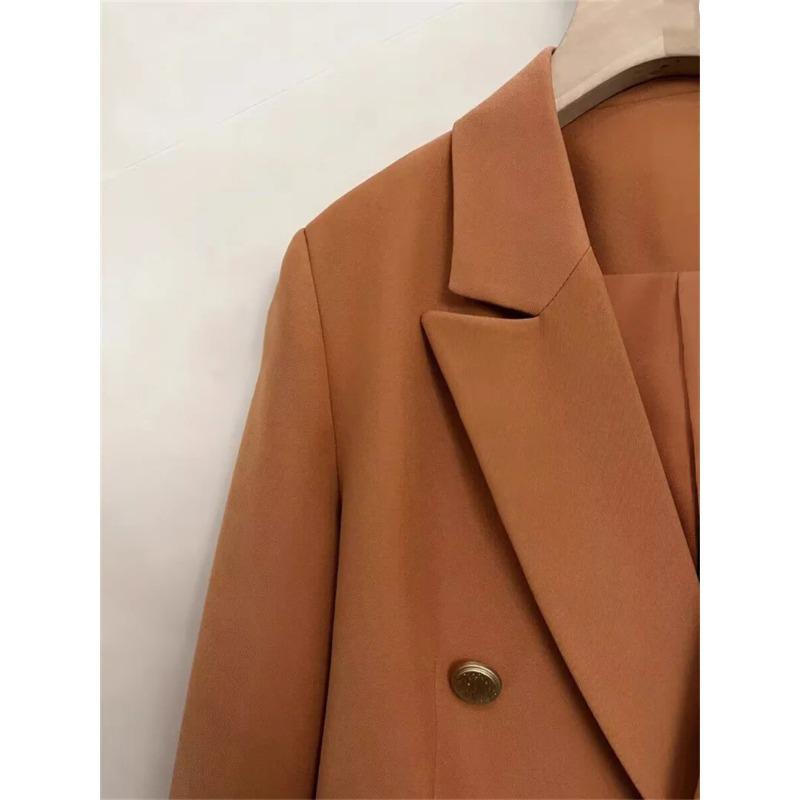 Blazers Cortos Ropa de Mujer Combinación Perfecta Chic Coreano Doble Botonadura Abrigo de Traje Ropa de Oficina para Señoras