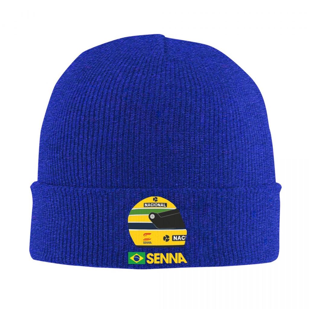 Ayrton Senna Racing Car Knitted Hats Quality Warm Anime Unisex Headwear Knitted Caps