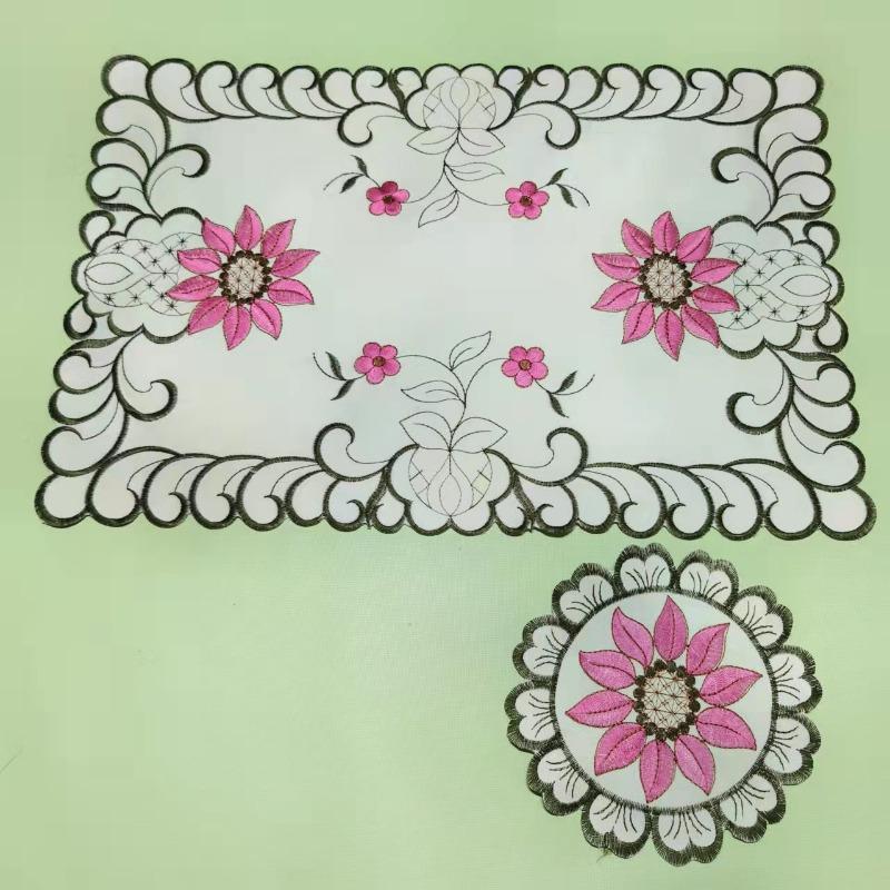 Modern Lace Embroidery Table Place Mat Cloth Placemat Cup Mug Tea Coffee Coaster Dining Doily Drink Glass Pad Christmas Kitchen