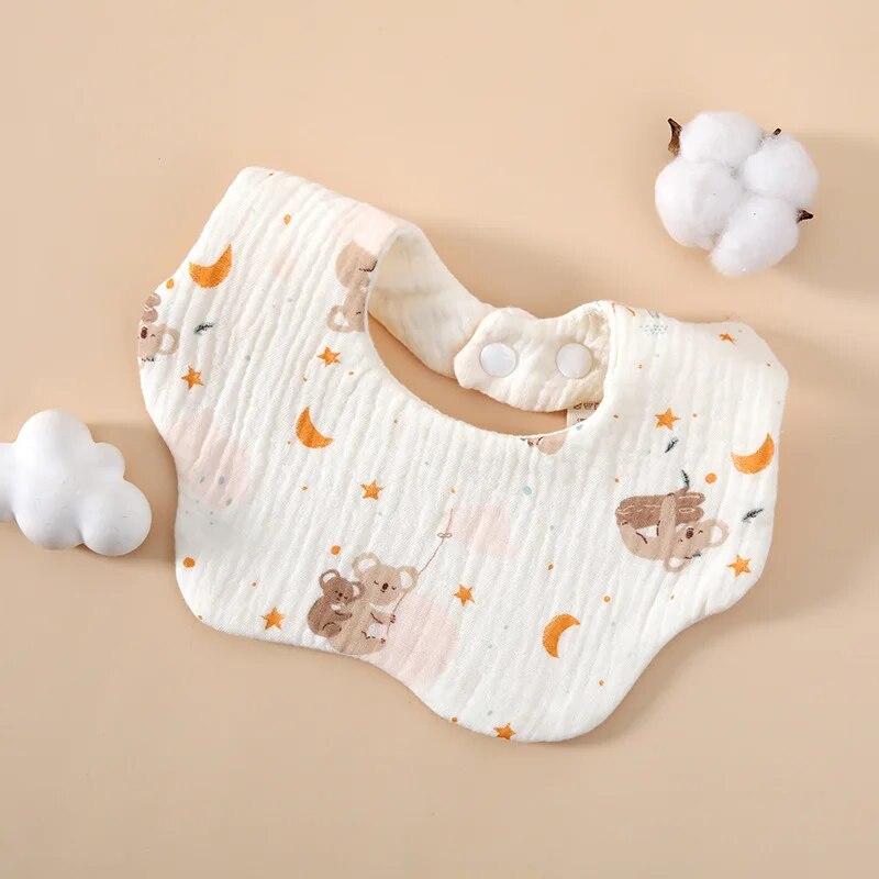 Cotton Baby Saliva Towel With Gauze, Six Layers For Newborns, Waterproof Bib Cartoon, Absorbent And Stain Resistant Bib