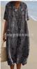 New Loose Casual Comfortable V-neck Digital Printing Pleated Large Version Dress