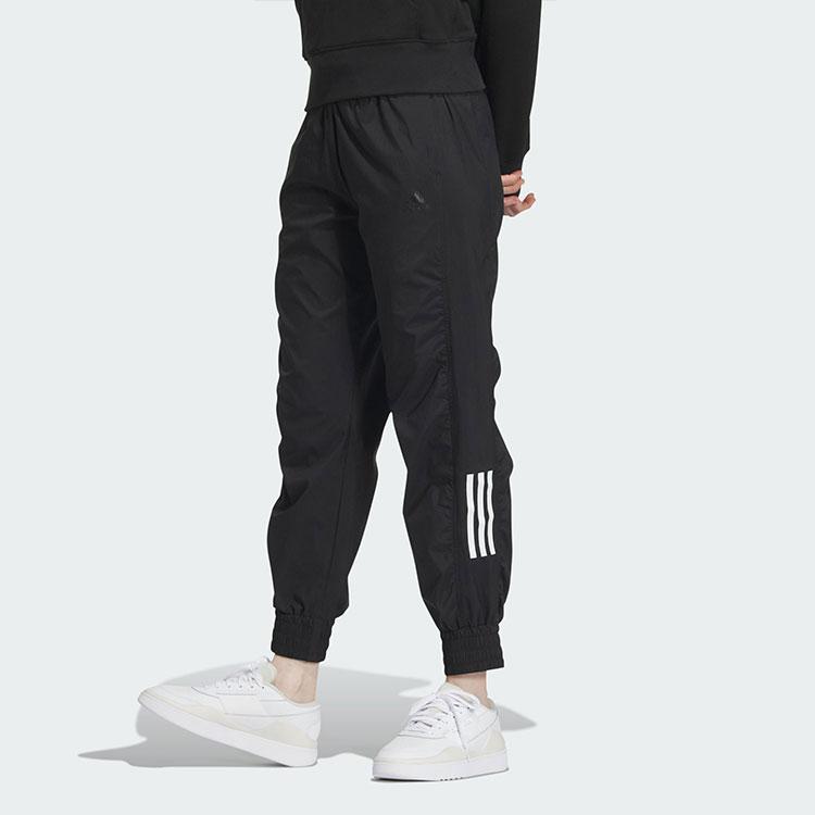 Adidas Pantaloni Sport Imprimeu în Dungi Talie Medie Manșete Pantaloni Casual Femei Pantaloni Negri JE3200