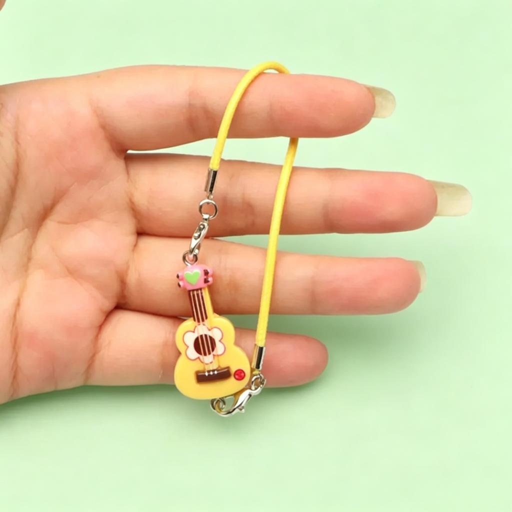 1Pc Kawaii Mini Guitar Resin Charms, Cute Cartoon Labubu Doll Accessories for 15cm/17cm Dolls