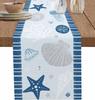 Blue Ocean Table Runner Holiday Party Decor Starfish Seashell Jellyfish Coral Table Runners for Kitchen Dining Table Decor