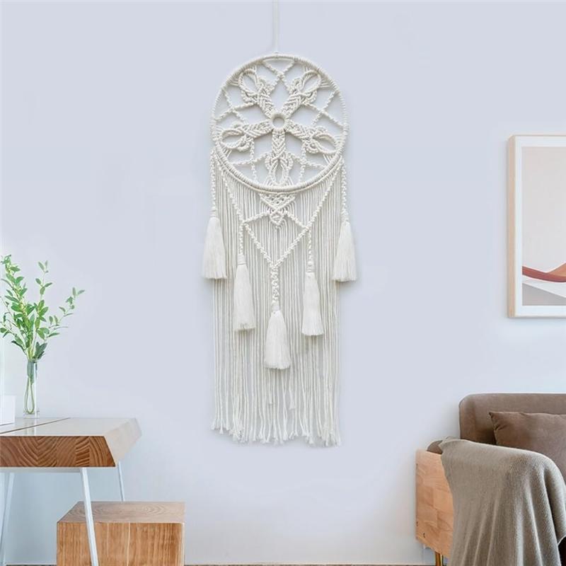 AEE4-Macrame Dream Catchers For Bedroom Adult Dream Catcher Wall Decor Large Boho Wall Hanging With Woven Leaves Decoration