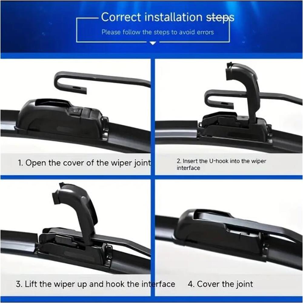 Universal U-type Car Wiper Blades Soft Rubber Windscreen Wipers Auto Windshield 14" 16" 17" 18" 19" 20" 21" 22" 24" 26" Fit Hook