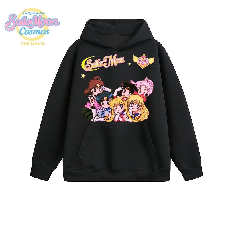 SAILOR MOON Japanischer Anime Niedlicher Charakterdruck Kollaboration Langärmeliges Sweatshirt für Männer und Frauen Locker Herbst und Winter