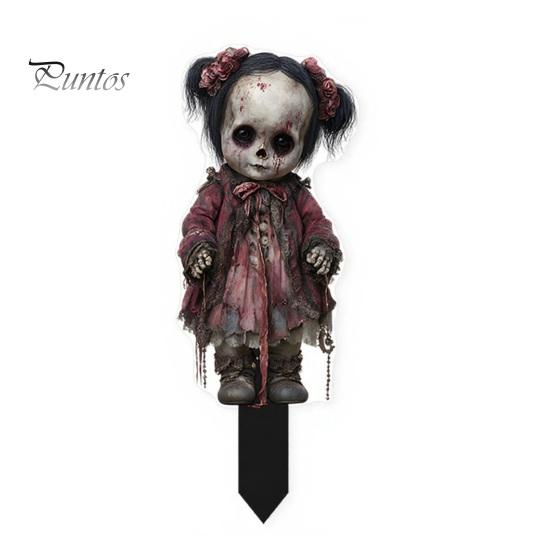 Weather Resistant Yard Decor Halloween Scarecrow Garden Stake, 2D Flat Creepy Zombie Ornament, Spooky Doll Horrifying Lawn Ornaments Decoration, Scary