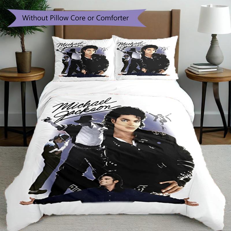 3pcs Duvet Cover Set (1*Duvet Cover + 2*Pillowcase, Without Core), Michael Jackson Print Bedding Set, Bedroom Decor, All‑Season, Birthday Gift