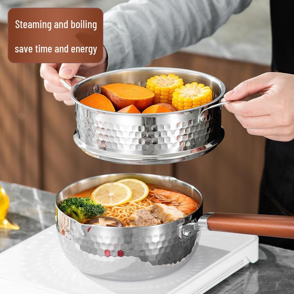 316L Stainless Steel Non-stick Yukihira Pan - Thickened Milk and Baby Food Pot for Induction Cookers, Steaming, Boiling, and Soup