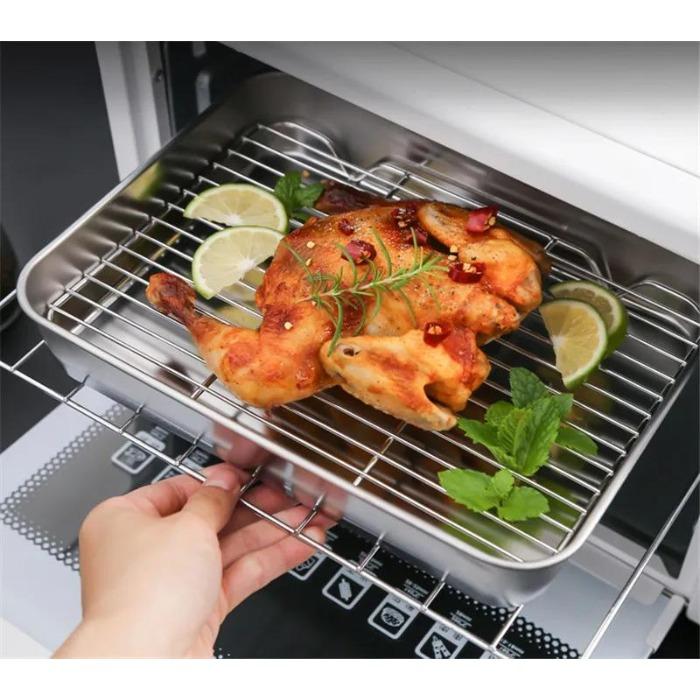 304 Stainless Steel Baking Tray Plate Bbq Tray With Removable Cooling Rack Set Baking cake Pan Sheet Non Toxic Oven Dishwasher