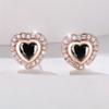 Cute Female Green Black Red Zircon Crystal Stone Stud Earrings Vintage Rose Gold Color Wedding  For Women