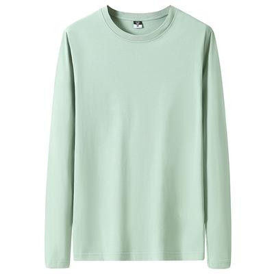 Cotton Men's O Neck Long Sleeved T-shirt Fashion Loose Pure White Tops & T-shirts Autumn Men's Clothing