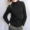 Women Sweater Solid Color Linen Sweater Knitted Turtleneck Sweater