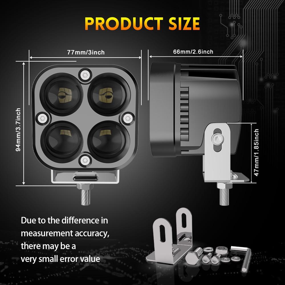 1000W Super Bright 3 Inch Dual Color LED Motorcycle Headlights Spotlights Auxiliary12V 24V Driving Lamp for 4x4 Car Auto SUV ATV