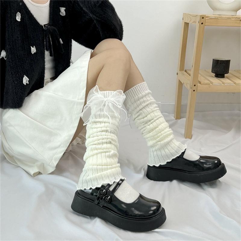 Womens Knee High Leg Warmer Socks Knitting Ankle High Bandage Leg Sleeve Boot Long Tube Knitted Leg Sleeve Calf Covers
