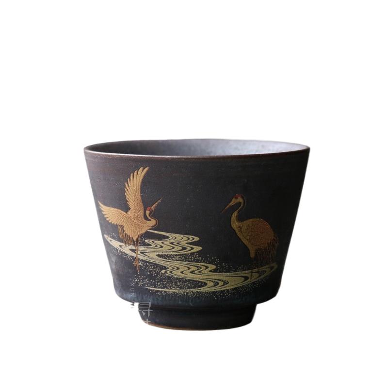 Silver Spot Black Ceramic Tea Cup Vintage Rough Ceramic Small Teacup Tea Marigold Household Ceramic Kung Fu Tea Set