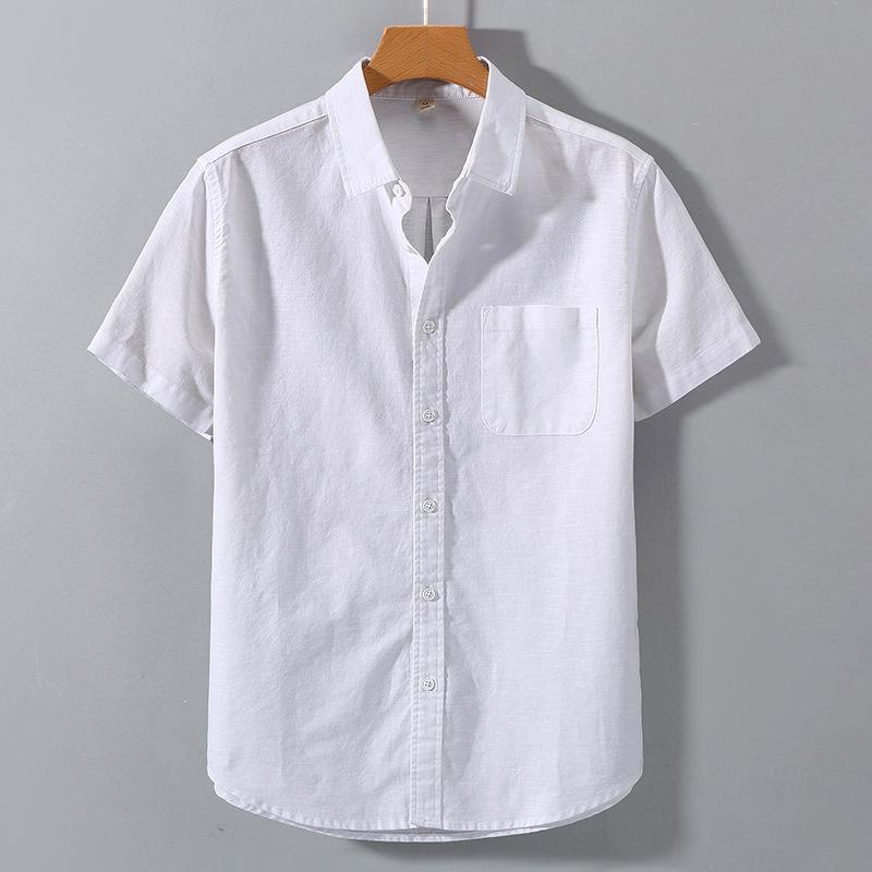 Men's Summer Casual Linen Short-Sleeve Lapel Shirt