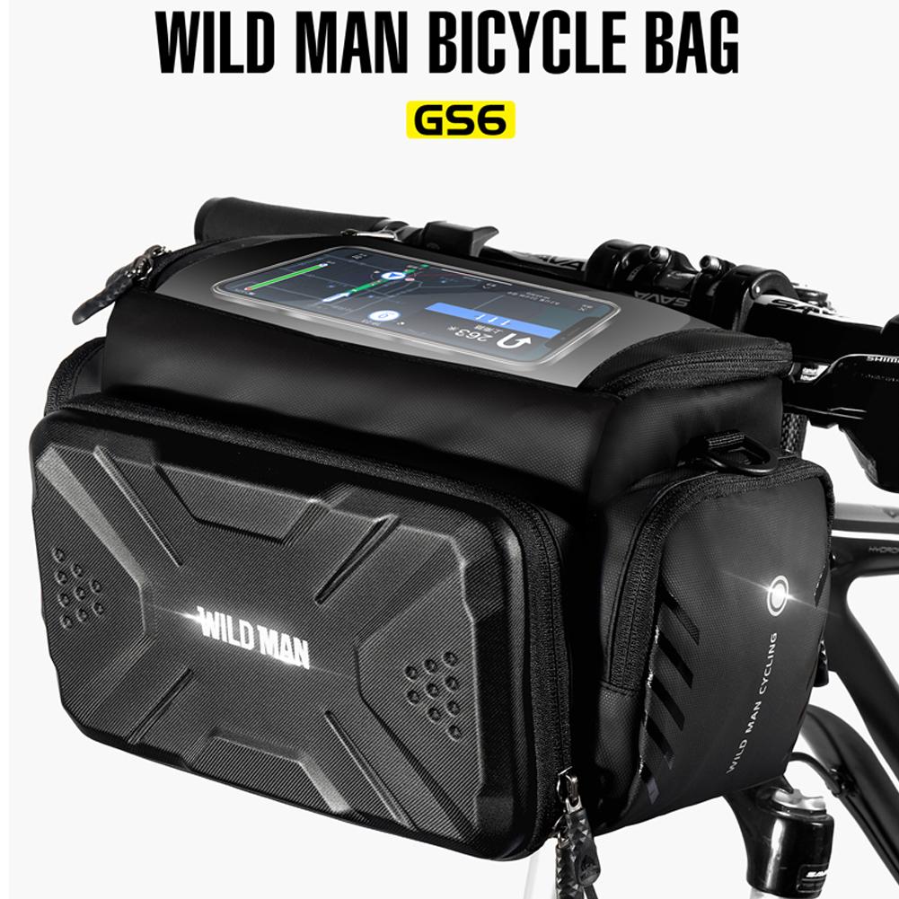 WILD MAN Waterproof Bicycle Bag Front Tube Frame Bike Handlebar Camera Pouch