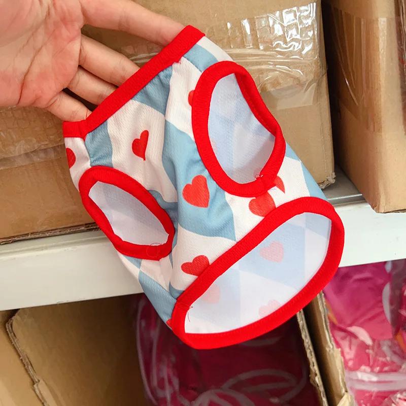 Pet Clothing Small Dog Puppy Cat Rabbit Plaid Love Pullover Breathable Pull Tab Vest Can Be Pulled Puppy Clothes Coat