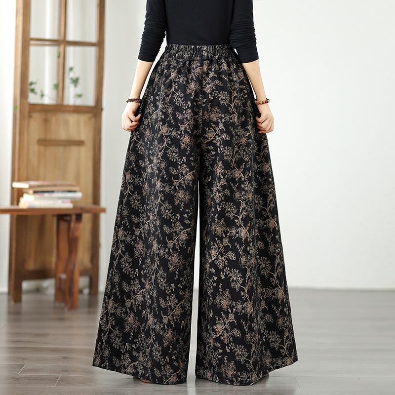 Denim-Hose mit weitem Bein in Übergröße: Elastischer Bund, Schlankmachend, Lässig, Vielseitig.