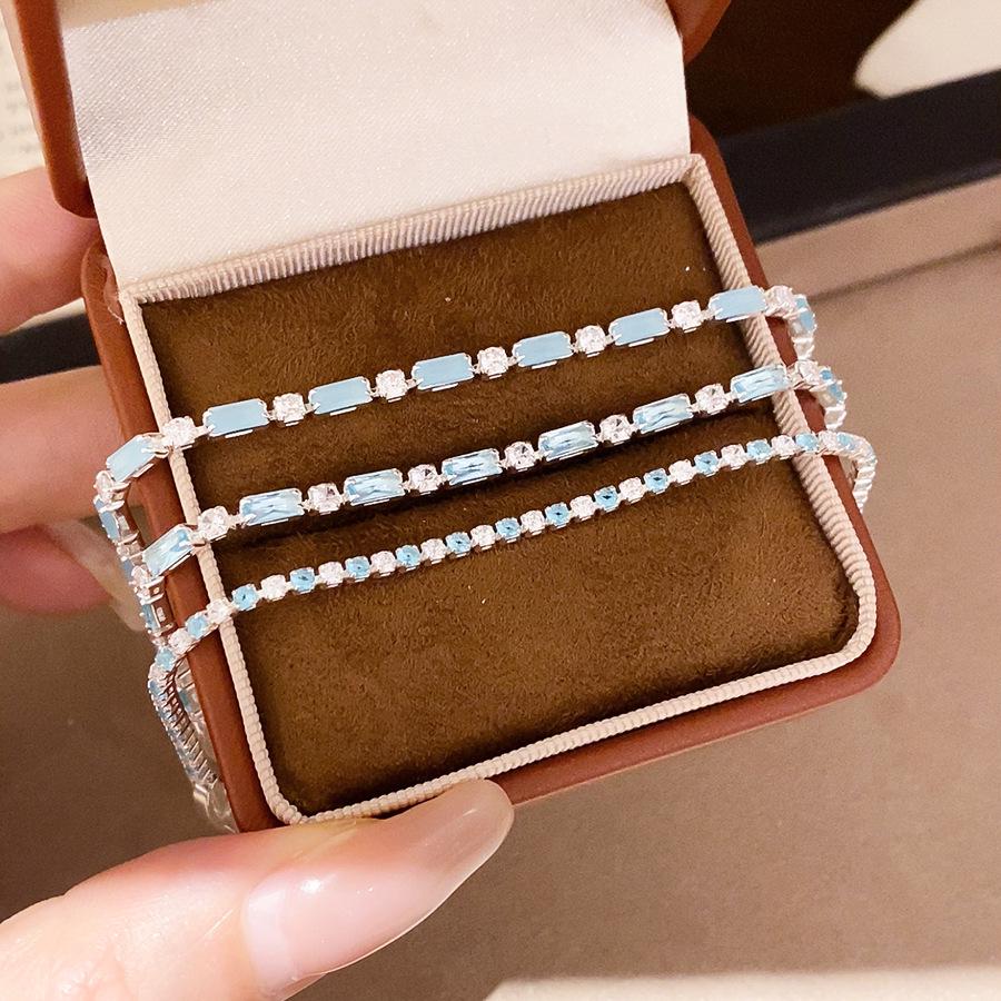 Elegant Light Blue Zirconia Star Bracelet: Fresh and Sweet Rectangular Clasp Jewelry for Women