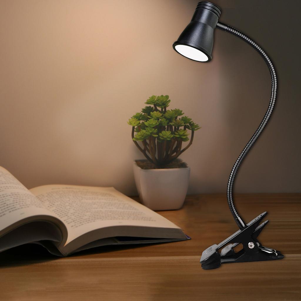 USB-betriebene LED-Klip-Schreibtischlampe, flexibler Schwanenhals, einstellbare Helligkeit, Leselicht für Zuhause, Büro, Arbeitsplatz