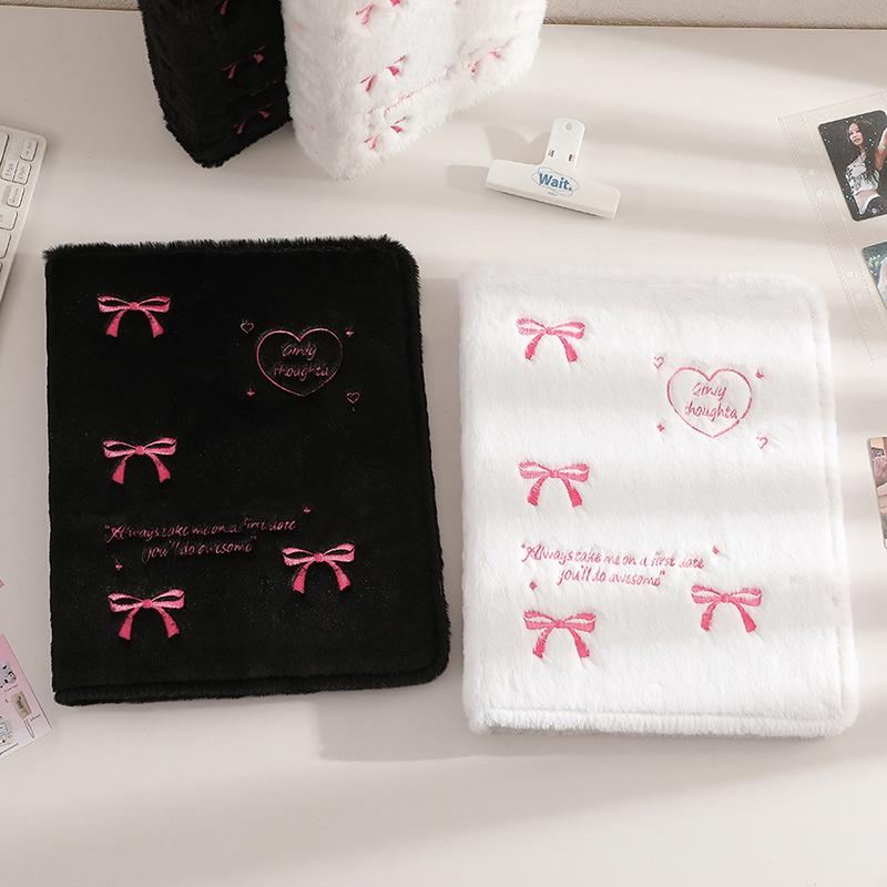 A4/A5 3 Inch Small Card Storage Bowknot Plush Photo Album Binder Photocard Collection Books Loose-Leaf Photocard Holder