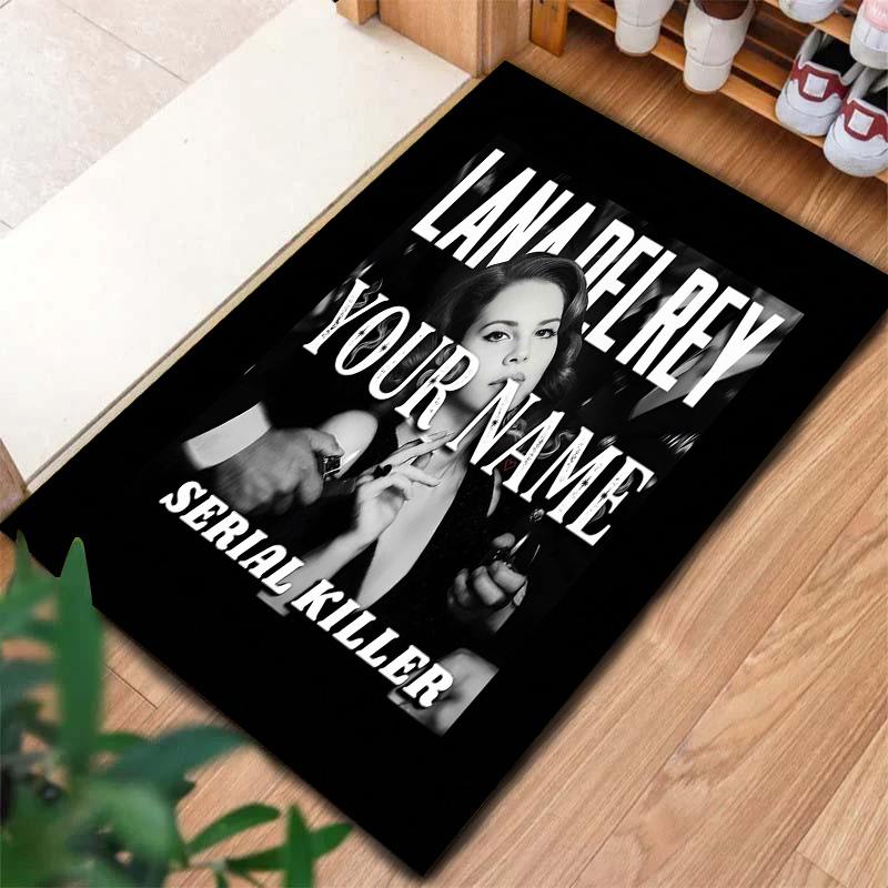 Lana Del Rey Fan Art Benutzerdefinierter Namens Teppich für Wohnzimmer Schlafzimmer Haus Sofa Dekoration Kinder Spiel Rutschfeste Fußmatte
