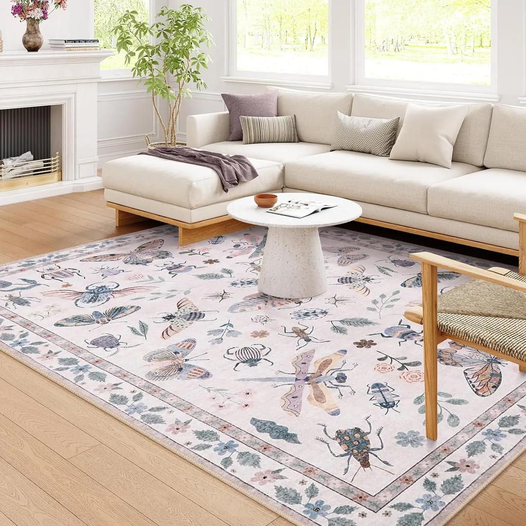 1pc Geometric Print Rug Boho Stylish Carpet Modern Stain-resistant Washable Rug for Living Room Bedroom Art Supplies Home Decor