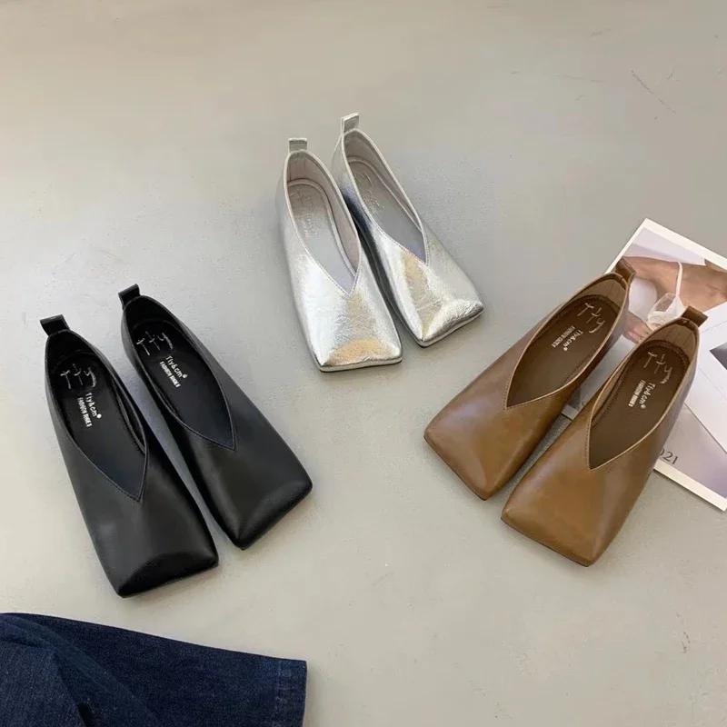 Spring Autumn Comfort Loafers Shoes Square Toe Low Heel Walking Casual Shoes Shallow Footwear Fashion Retro Mary Jane Shoes