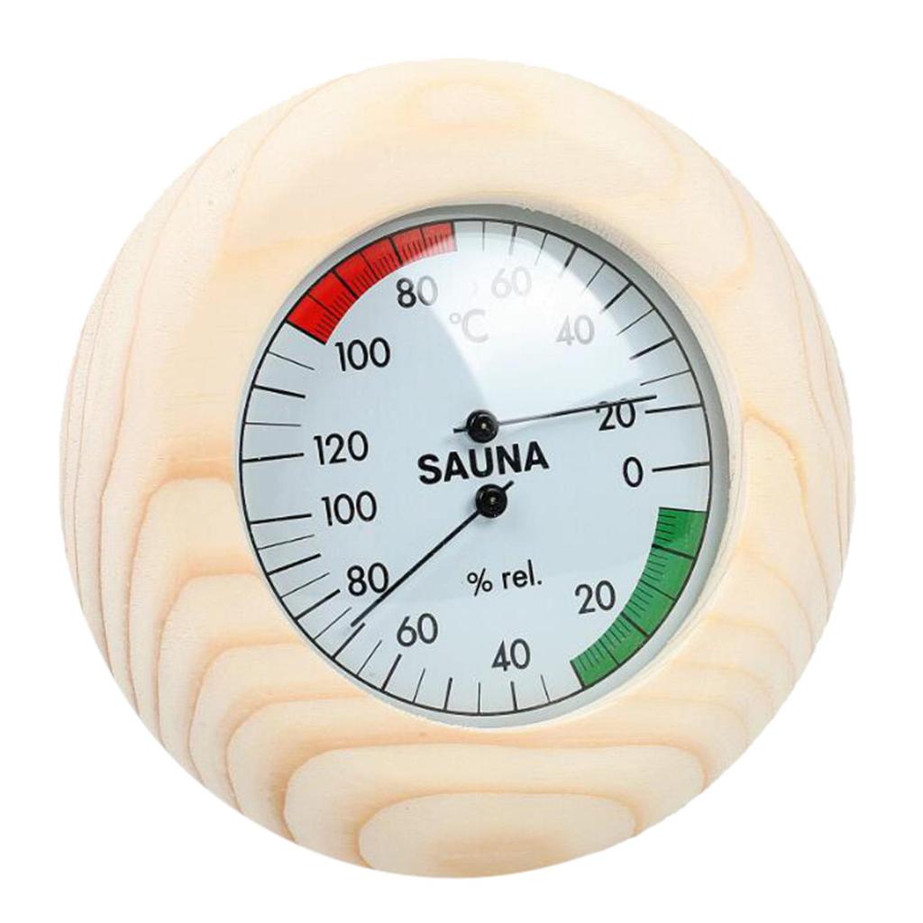 14.5 X3cm Round Digital Sauna Wood Thermometer Hygrometer for Sauna Room Hotel