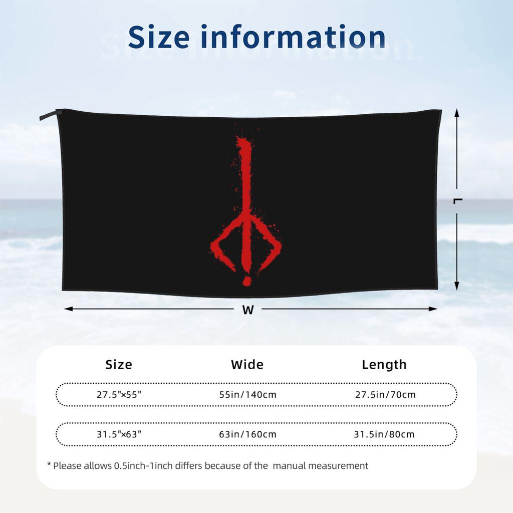 Bloodborne - Hunter Rune Beach Towel Soft Microfiber Quick Dry Absorbent Quick Towels For Bath