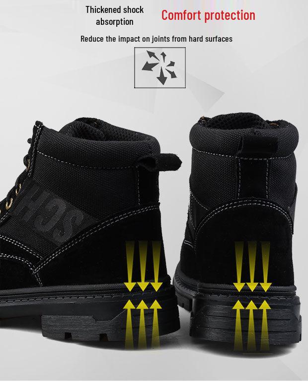 Herren Winter High-Top Stahlkappen-Arbeitsstiefel, Bruchsicher & Durchstichfest, Wildleder für Bau & Schweißen