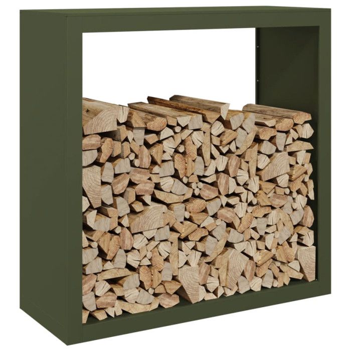 VidaXL Portant de bois de chauffage vert 100x40x100 cm acier, magasin de bûches, porte-bûches de cheminée, support de 850971