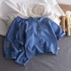 Kids' Stand Collar Cotton Gauze Summer Set - Lightweight Homewear for Boys & Girls