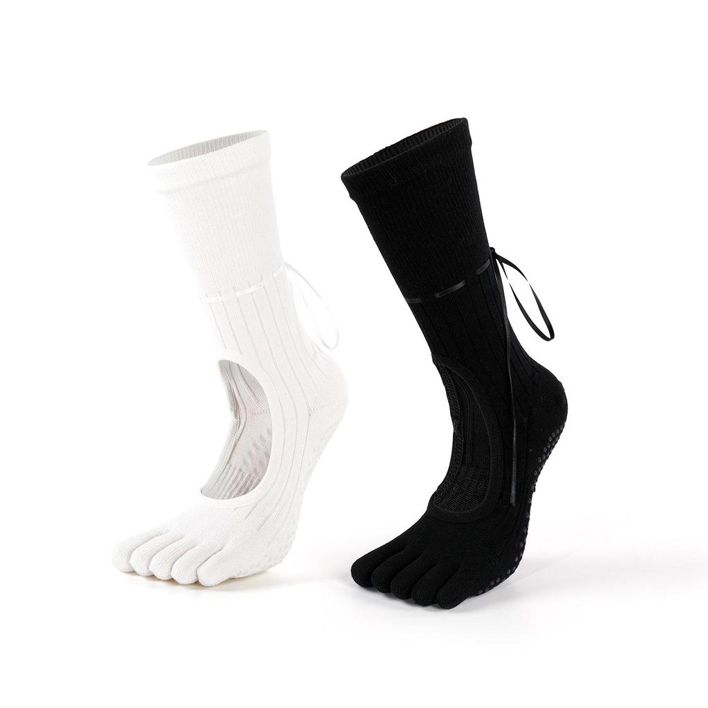 MEIKAN Dámské protiskluzové ponožky do půli lýtek s páskem a špičkou pro jógu