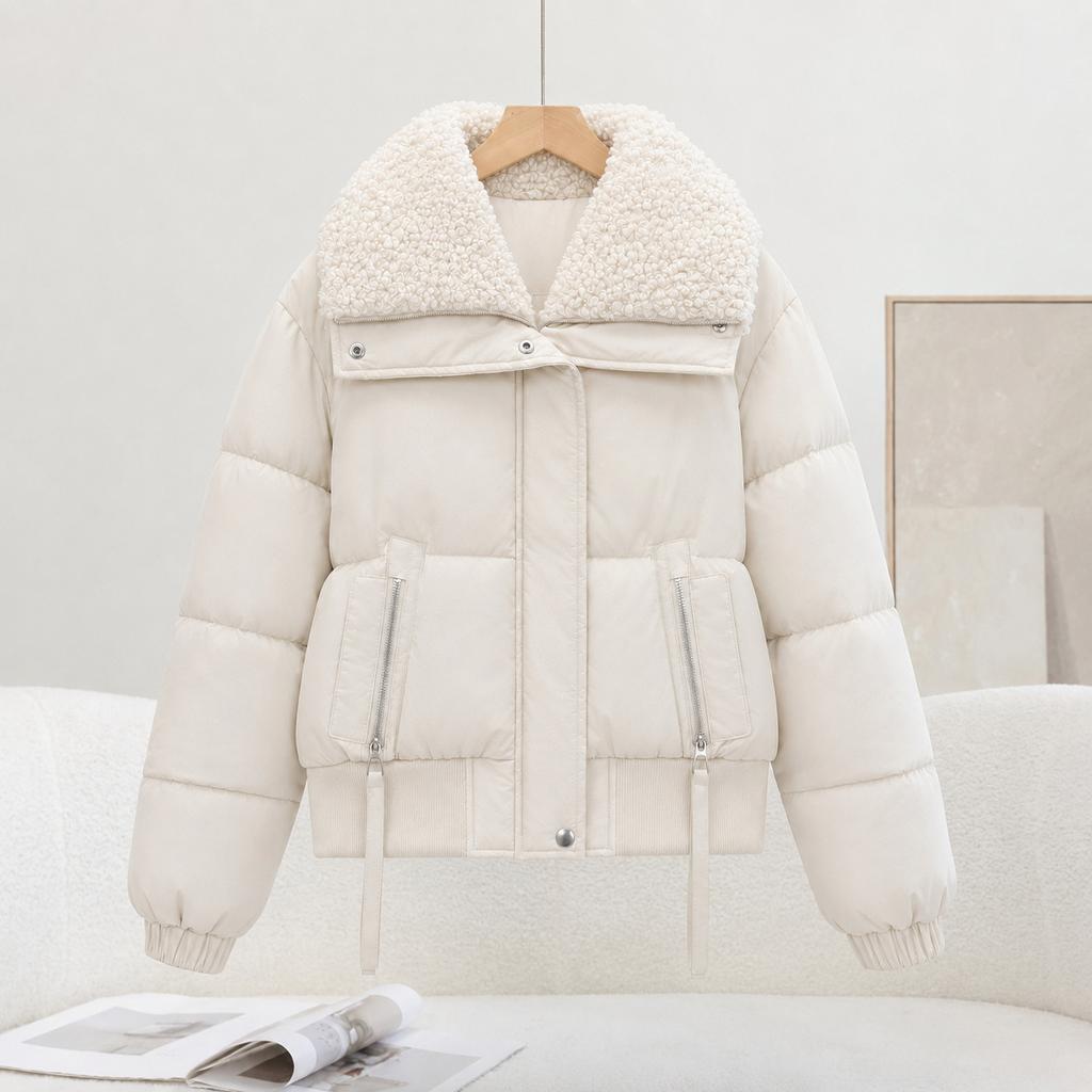 Short Small Versatile Thickened Lapel Down Cotton-padded Jacket for Women's Winter Fashion and Thin Cotton-padded Jacket